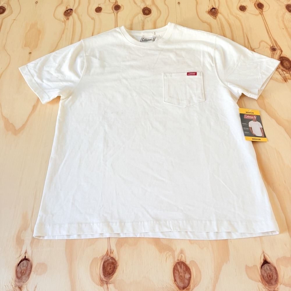 NWT Coleman Heavyweight Work Shirt Tee Medium White Pocket Rugged Workwear